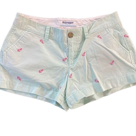 Old Navy size 2 light green pink anchor shorts - Picture 1 of 3